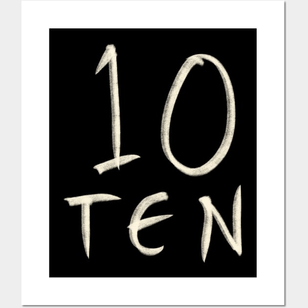 Hand Drawn Letter Number 10 Ten Wall Art by Saestu Mbathi